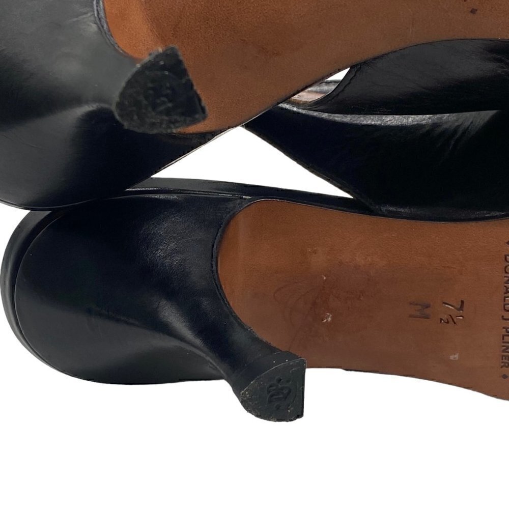 Donald J. Pliner Women Lois Heels Sling Back Pumps Black Leather Point Toe 7.5M - Picture 12 of 12